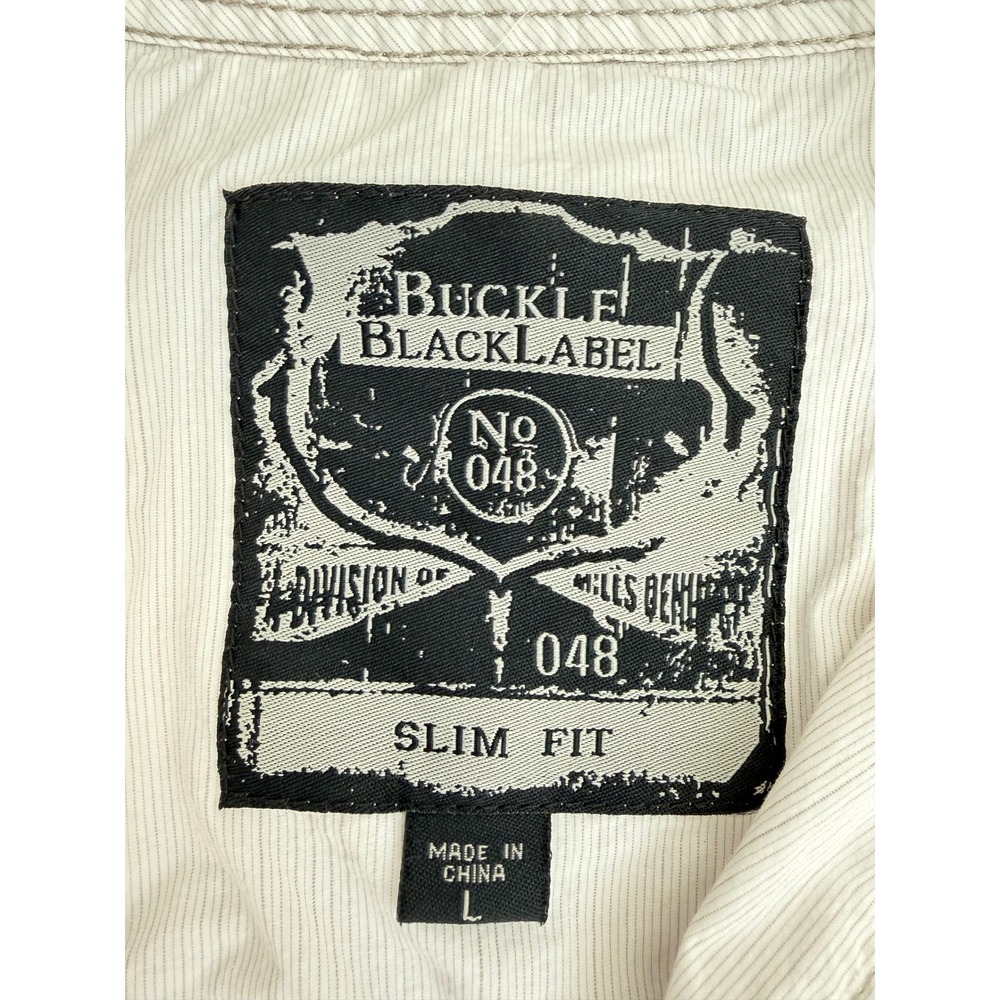 Buckle Black Mens Slim Fit Textured Snap Front Shirt Large White Western Y2K - Picture 7 of 9